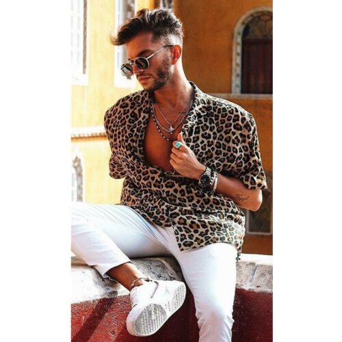 2019 New Men Vintage Leopard Print Shirts Summer Casual Short Sleeve loose Shirts Man Male Fashion 2ea5e0ba 57a8 4fcc 8023 d9a585a567eb